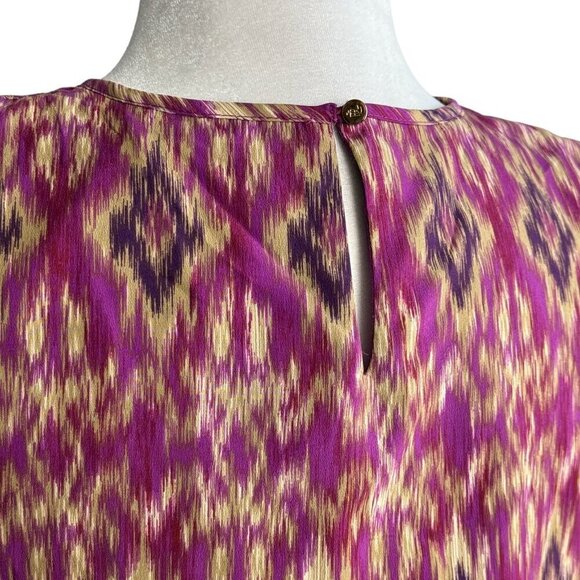 LAUREN Ralph Lauren Ikat Blouson Smocked Sleeveless Tiered Midi Dress Womens Sm - Picture 9 of 12